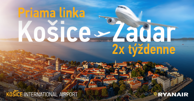 TLAČOVÁ SPRÁVA: Ryanair bude lietať z Košíc do Zadaru už od Veľkej noci 2024