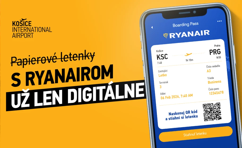 Ryanair prechádza na 100 % digitálne palubné lístky